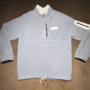 Fila Sherpa Fleece Quarter-Zip Jacket – Light Gray Size: Small